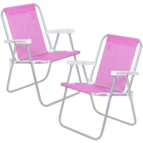Cadeira de Praia Alta Sannet Alumínio com 2 Unidades Rosa BEL