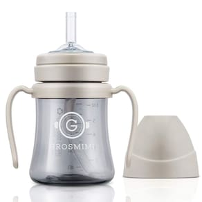 Copo com canudinho GROSMIMI Magic Spill Proof com palha PPSU 180 ml bege