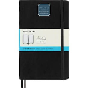 Caderno Moleskine Classic, capa flexível expandida, grande, preta