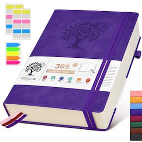 Caderno de jornal PERCUN B5 forrado com capa de couro de 365 páginas