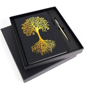 Conjunto de presentes de diário Veway Tree of Life A5 com caneta de couro vegano