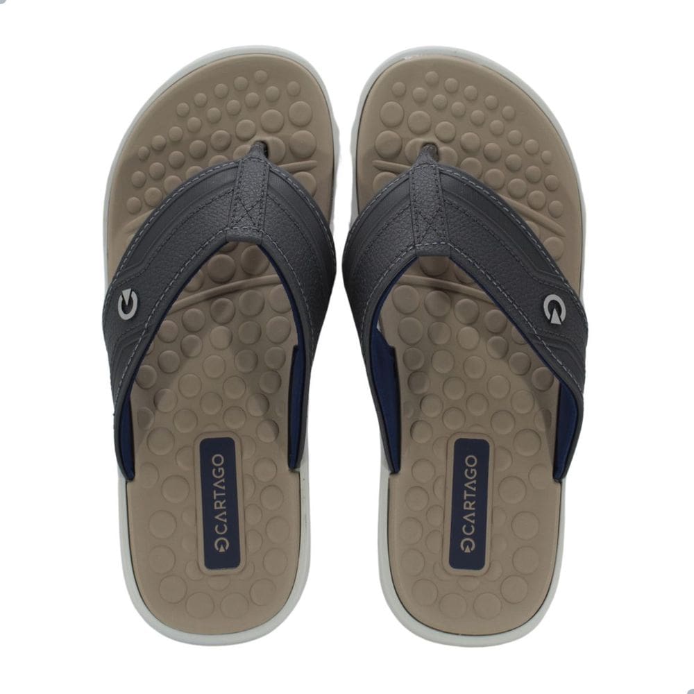 Chinelo Masculino Cartago Veneto III Branco Cinza e Bege