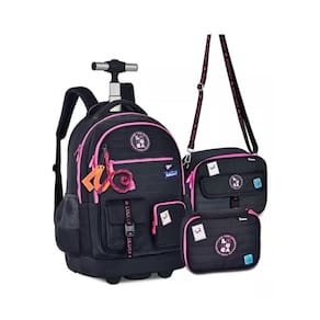 Kit Mochila De Carrinho Lancheira E Estojo Box Preto Luluca