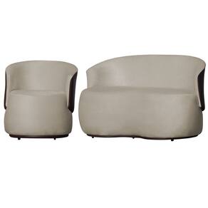 Namoradeira 2 Lugares e 1 Poltrona Orgânica Beatriz Suede Bg/Sintético Mm - Divalê Shop