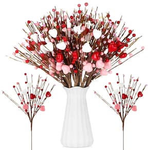 Caules artificiais de flores de frutas vermelhas Crowye (Dia dos Namorados) x12