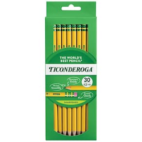 Lápis Ticonderoga, estojo de madeira, 2 HB, amarelo macio, pacotes de 30 x 6