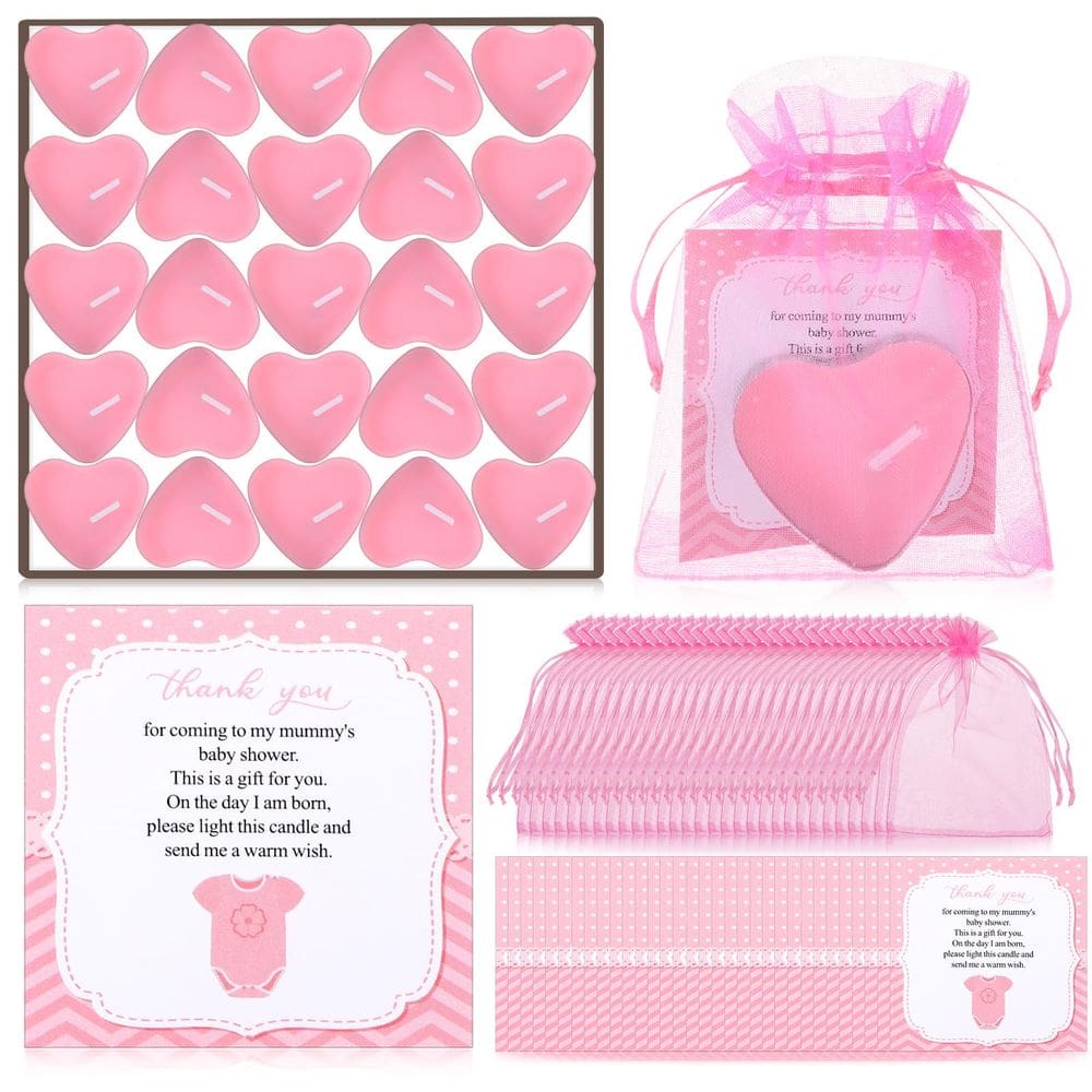 Conjuntos de 50 frascos Threlaco para chá de bebê com luz de velas e sacolas de presente