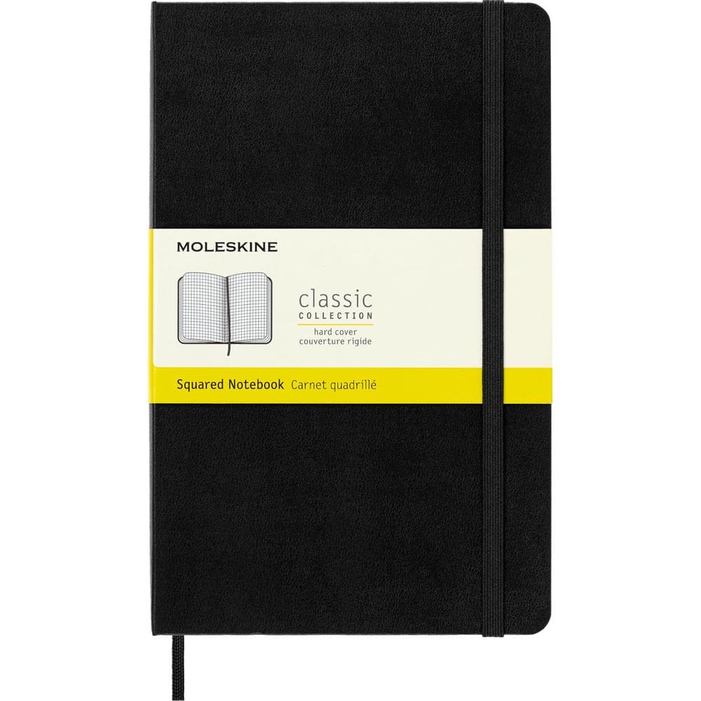 Caderno Moleskine Classic com capa dura preta quadrada grande
