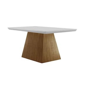 Mesa p/ Cozinha Luna c/ Tampo 120x80cm Madeirado Vidro Canto Curvo - Imbuia/Ripado 3D/Off White - Rufato