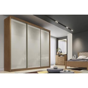 Guarda Roupas 3 Portas de Correr de e 4 Gavetas Arezzo/Medelim Cumaru/Fendi - Novo Horizonte