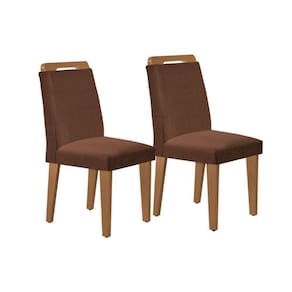 Kit 2 Cadeiras Sala Jantar Athenas 2 Un Madeira Capuccino/Suede Marrom - Rufato