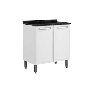 Balcão Cozinha p/ Cooktop c/ Tampo Evidence 7120 c/ 2 Portas 80cm Branco - Bertolini