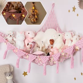 Rede de armazenamento de brinquedos e rede TIDYTEDS Macrame DreamLights