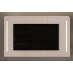 Home p/ TV até 75 Pol Atlas 100% MDF c/ Led 218x135cm Off White - DJ Móveis