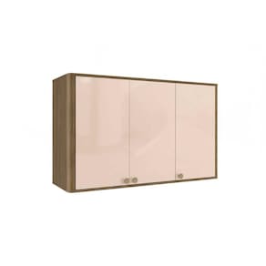 Armário de Cozinha Modulado Curve N646 c/ 3 Portas 120cm Nogueira/Macadamia - Kappesberg