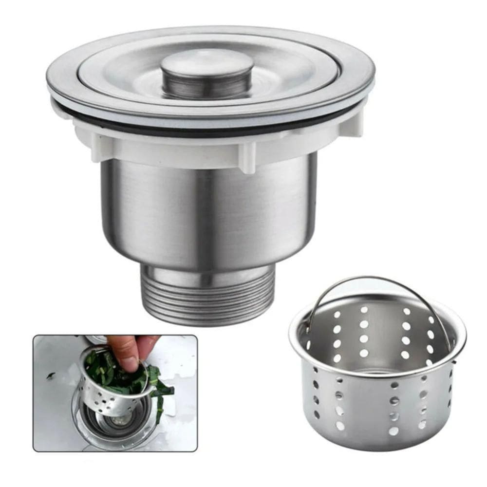 Valvula Pia Cozinha 4 1/2 Inox 304 Com Cesto Removível Ralo