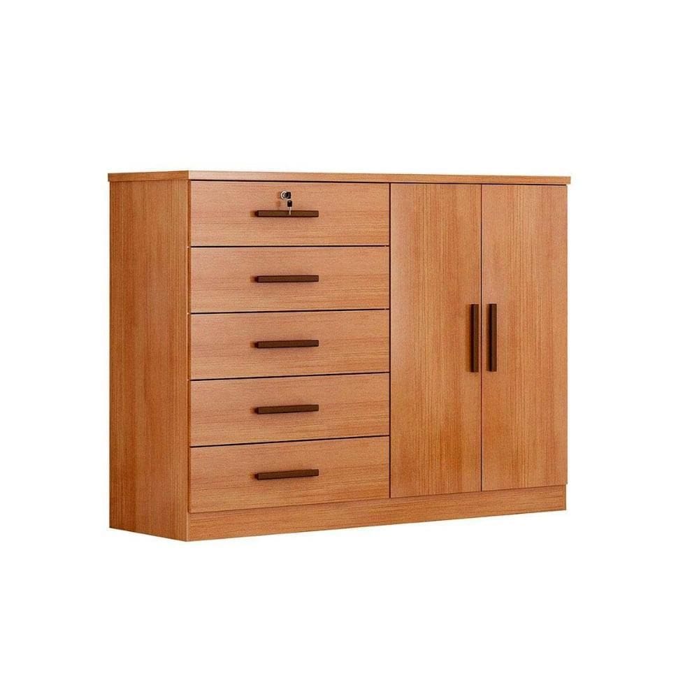 Cômoda Solteiro Space c/ 2 Portas e 5 Gavetas Cumaru - Novo Horizonte