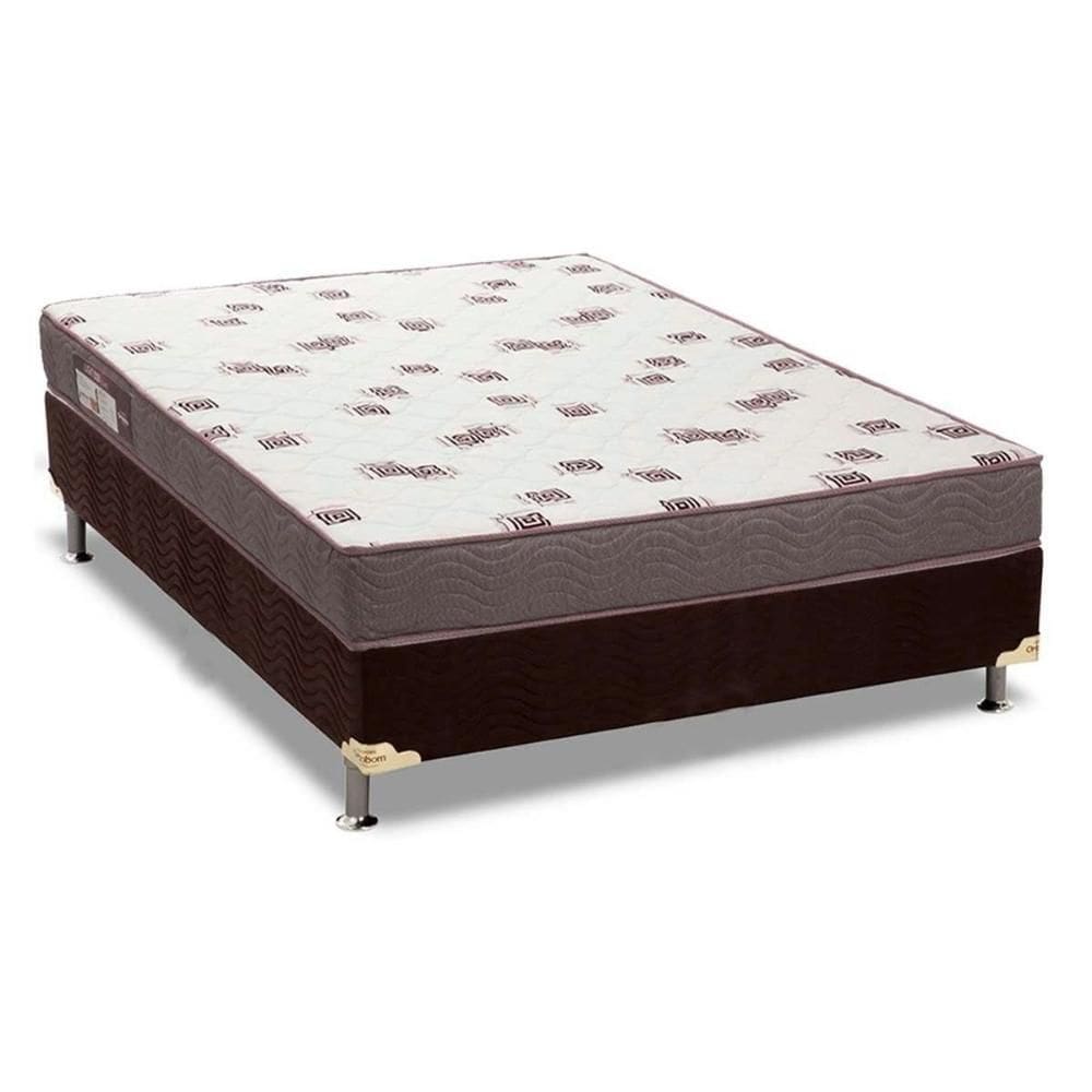 Conjunto Box Casal: Colchão Espuma Ortobom D28 Light + Base CRC Suede Brown (138x188)