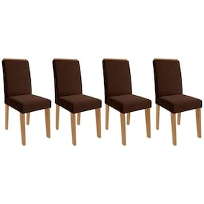 Cadeira Sala de Jantar Taís Kit 4 Un Nature/Suede Joli Chocolate - Cimol
