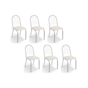 Cadeira de Cozinha Noruega C077 Kit 6 Un Cromada/Branco 106 - Kappesberg