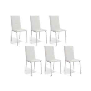Cadeira de Cozinha Amsterdã C091 Kit 6 Un Cromada/Branco 106 - Kappesberg