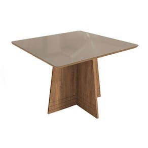 Mesa p/ Cozinha Lótus c/ Tampo Madeirado c/ Vidro 105x105m Freijo/Bronze - Kappesberg