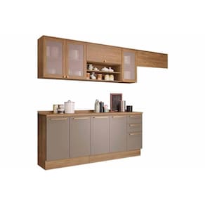 Cozinha Modulada Completa Botanic 7 Peças (3Aéreos+2Balcões+2Complemento) M656 Nogueira/Fendi - Kappesberg