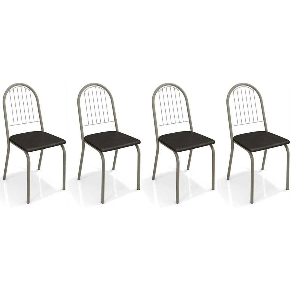 Cadeira de Cozinha Noruega 2C077 Kit 4 Un Niquel/Preto 110 - Kappesberg