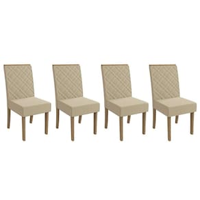 Cadeira de Cozinha 2CAD149NG Kit 4 Un Nogueira/Linho Bege A019 - Kappesberg
