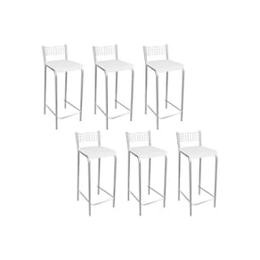 Banqueta de Cozinha Gênova B705 Kit 6 Un Cromada/Branco 106 - Kappesberg