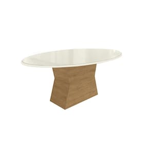 Mesa p/ Cozinha Tilia c/ Tampo Madeirado c/ Vidro 180x105cm Freijó/Off White - Kappesberg