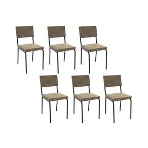 Cadeira de Cozinha Zaria 2C128 Kit 6 Un Preto Fosco/Bege A036 Suede Suede - Kappesberg