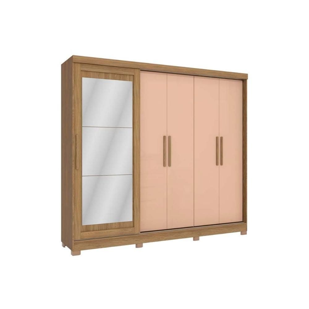 Guarda Roupa 5 Portas (1 c/ Espelho) e 4 Gavetas c/ Pés CB01N564 Nogueira/Macadamia - Kappesberg
