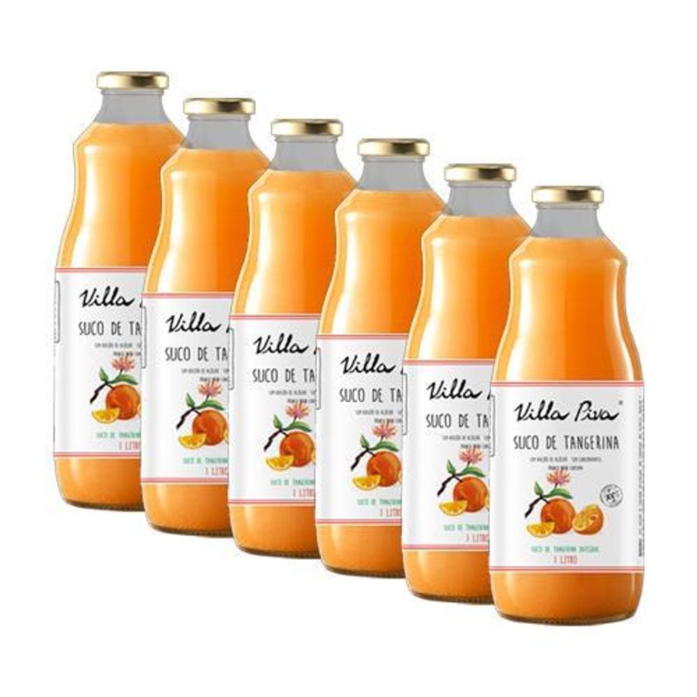 Kit 6X: Suco De Tangerina Integral Sem Açúcar Villa Piva 1L