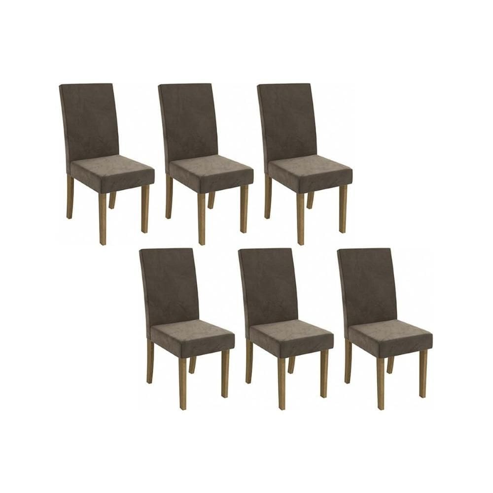 Cadeira de Cozinha 2CAD131FR Kit 6 Un Freijo/Suede Marrom A033 - Kappesberg
