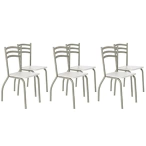 Cadeira de Cozinha Portugal 2C007NK Aço Kit 6 Uni Niquel/Branco 106 - Kappesberg