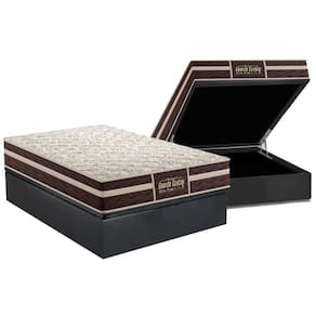 Cama Box Baú Casal: Colchão Anatômico Probel Guarda Costas Extra Firme + Base CRC Suede Gray (138x188)
