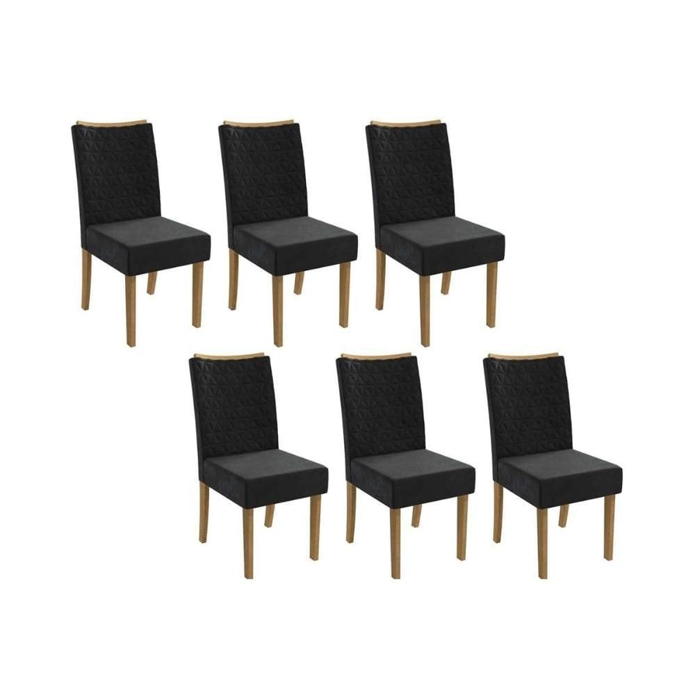 Cadeira de Cozinha 2CAD129FR Kit 6 Un Freijo/Suede Preto A038 - Kappesberg