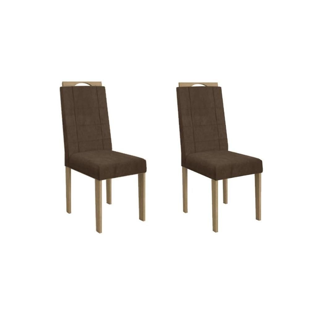 Cadeira de Cozinha 2CAD150EA Kit 2 Un Carvalho/Suede Marrom - Kappesberg