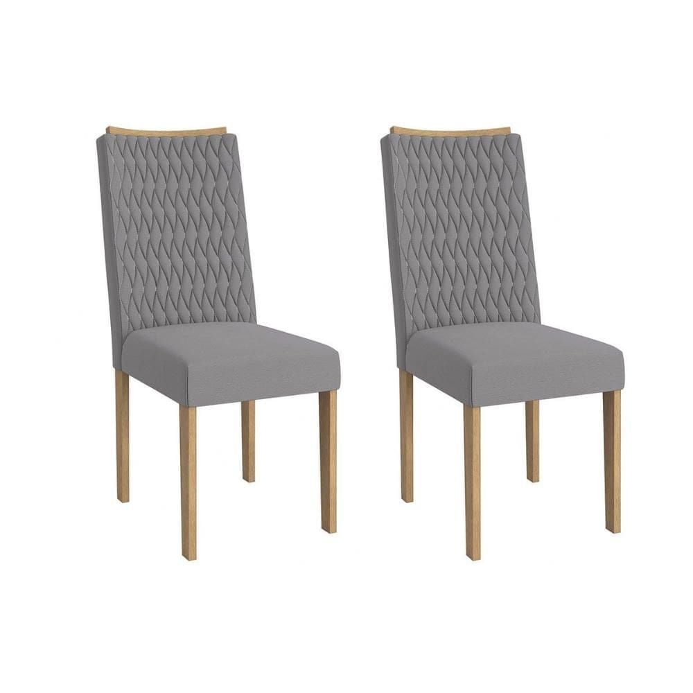 Cadeira de Cozinha 2CAD157EA Kit 2 Un Carvalho/Suede Cinza - Kappesberg