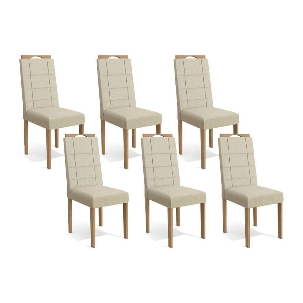 Cadeira de Cozinha 2CAD150EA Kit 6 Un Eucalipto/Suede Bege A036 - Kappesberg