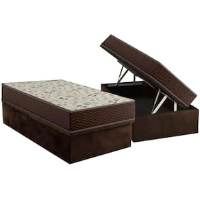 Conjunto Box Solteiro: Colchão Espuma Ortobom D33 Physical Hiper Resistente 20 + Base CRC Suede Brown (88x188)