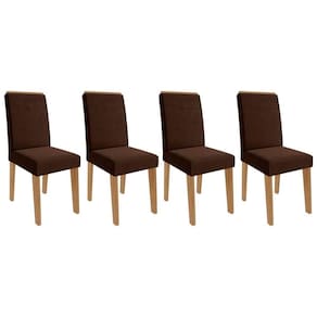 Kit 4 Cadeiras Sala Jantar Taís 4 Un Nature/Suede Joli Chocolate - Cimol