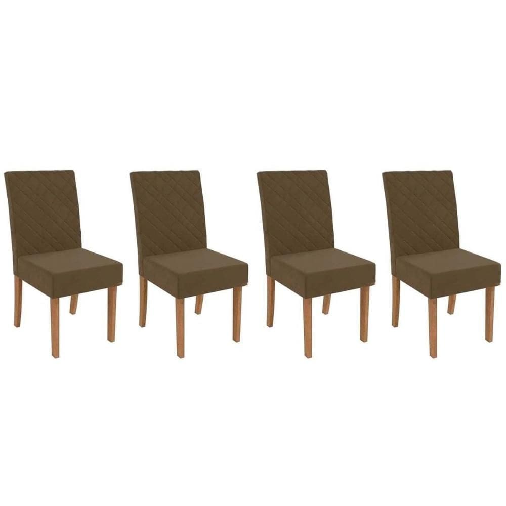 Cadeira de Cozinha 2CAD133NG Kit 4 Un Nogueira/Suede Marrom A033 - Kappesberg