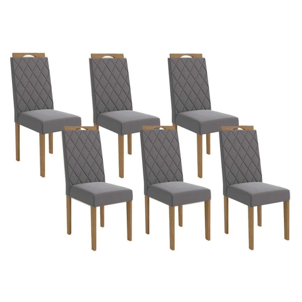Cadeira de Cozinha 2CAD152EA Kit 6 Un Eucalipto/Suede Cinza Titanio A050 - Kappesberg