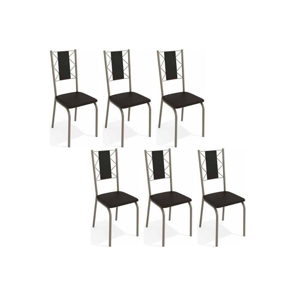 Cadeira de Cozinha Lisboa C076 Kit 6 Un Niquel/Preto 110 - Kappesberg