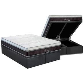 Cama Box Baú Queen: Colchão Molas Ensacadas Polar Superlastic Serenatta + Base CRC Suede Gray (158x198)