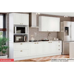 Cozinha Modulada Completa Americana Peças 5 Peças (1Aéreo+2Balcões+1Paneleiro+1Complemento) C5P30 Branco - Henn