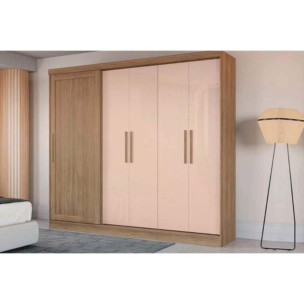 Guarda Roupa 5 Portas e 4 Gavetas c/ Pés CB03N564 Nogueira/Macadamia - Kappesberg