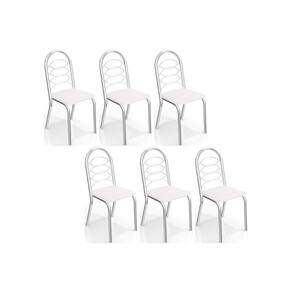 Cadeira de Cozinha Holanda C009 Kit 6 Un Cromada/Branco 106 - Kappesberg